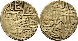ISLAMIC, Ottoman Empire. Salim I Yavuz ('the Grim'), AH 918-926 / AD 1512-1520. Ashrafi (Gold, 19 mm, 3.38 g, 6 h), Misr, AH 923 = AD 1517. Pere -. Su...