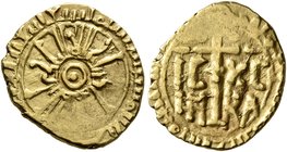 ITALY. Sicilia (Regno). Ruggero II, 1130-1154. Tarì (Gold, 13 mm, 1.32 g), Palermo. Pellet in circle; around circle, 'al-malik Rujjar al-mu‘tazz billa...