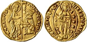 ITALY. Venezia (Venice). Tommaso Mocenigo, 1413-1423. Ducat (Gold, 20 mm, 3.56 g, 6 h). St. Mark standing right, presenting banner to Doge kneeling le...