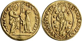 ITALY. Venezia (Venice). Leonardo Loredano, 1501-1521. Ducat (Gold, 21 mm, 3.48 g, 7 h). St. Mark standing right, presenting banner to Doge kneeling l...