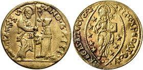 ITALY. Venezia (Venice). Andrea Gritti, 1523-1538. Ducat (Gold, 21 mm, 3.48 g, 4 h). St. Mark standing right, presenting banner to Doge kneeling left....