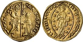 ITALY. Venezia (Venice). Andrea Gritti, 1523-1538. Ducat (Gold, 21 mm, 3.47 g, 7 h). St. Mark standing right, presenting banner to Doge kneeling left....