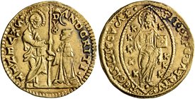 ITALY. Venezia (Venice). Andrea Gritti, 1523-1538. Ducat (Silver, 21 mm, 3.48 g, 10 h). St. Mark standing right, presenting banner to Doge kneeling le...
