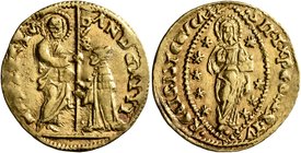 ITALY. Venezia (Venice). Andrea Gritti, 1523-1538. Ducat (Gold, 21 mm, 3.47 g, 12 h). St. Mark standing right, presenting banner to Doge kneeling left...