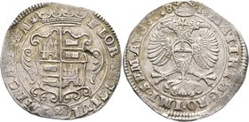LOW COUNTRIES. Kampen. Gulden of 28 Stuivers (Silver, 41 mm, 19.70 g, 11 h), 1581. FLOR ARG CIVI IMP CAMPEN Crowned coat-of-arms. Rev. I MATTH I D G R...