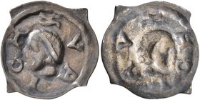 SWITZERLAND. Zürich. Fraumünsterabtei, 13th century. Vierzipfliger Pfennig (Silver, 19 mm, 0.39 g). ZVRICH Head of Saint Felix to left. Rev. Incuse of...