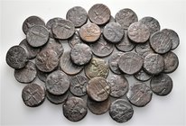 A lot containing 42 bronze coins. All: Syracuse. About fine to very fine. LOT SOLD AS IS, NO RETURNS. 42 coins in lot.