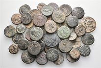 A lot containing 50 bronze coins. All: Greek. About fine to very fine. LOT SOLD AS IS, NO RETURNS. 50 coins in lot.