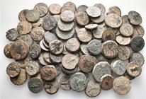 A lot containing 100 bronze coins. All: Greek. About fine to very fine. LOT SOLD AS IS, NO RETURNS. 100 coins in lot.
