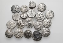 A lot containing 19 silver coins. All: Greek. About fine to very fine. LOT SOLD AS IS, NO RETURNS. 19 coins in lot.