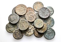 A lot containing 20 bronze coins. All: Roman Provincial. About fine to very fine. LOT SOLD AS IS, NO RETURNS. 20 coins in lot.