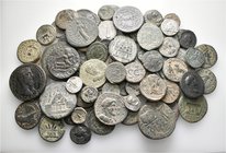 A lot containing 4 silver and 76 bronze coins. All: Roman Provincial. About very fine to very fine. LOT SOLD AS IS, NO RETURNS. 80 coins in lot.