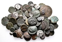 A lot containing 21 silver and 61 bronze coins. Includes: Greek, Roman Provincial, Roman Imperial and Islamic. Fair to good fine. LOT SOLD AS IS, NO R...
