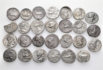 A lot containing 27 silver coins. All: Roman Republican Denarii. Fine to very fine. LOT SOLD AS IS, NO RETURNS. 27 coins in lot.