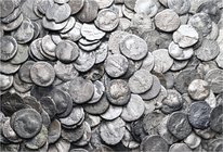 A lot containing 286 silver coins. All: Roman Imperial Denarii. About fine to good fine. LOT SOLD AS IS, NO RETURNS. 286 coins in lot.
