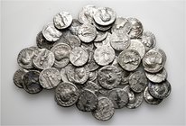 A lot containing 50 silver coins. All: Roman Imperial Denarii. Fine to very fine. LOT SOLD AS IS, NO RETURNS. 50 coins in lot.