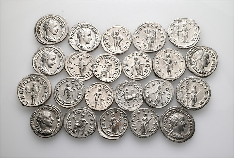 A lot containing 22 silver coins. All: Gordian III (238-244) Denarii (11) and An...