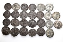 A lot containing 18 bronze and 8 silvered bronze coins. All: Roman Imperial. About very fine to good very fine. LOT SOLD AS IS, NO RETURNS. 26 coins i...