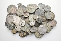 A lot containing 21 silver, 37 bornze coins and 2 lead seals. Includes: Roman Imperial, Byzantine and Medieval. Fine to very fine. LOT SOLD AS IS, NO ...