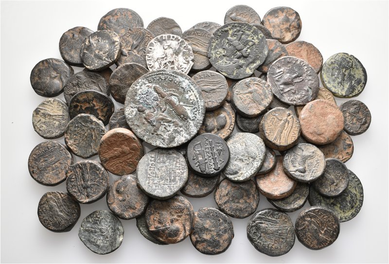 A lot containing 3 silver and 64 bronze coins. Includes: Greek, Roman Provincial...