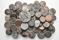 A lot containing 3 silver and 64 bronze coins. Includes: Greek, Roman Provincial and Roman Imperial. Fine to about very fine. LOT SOLD AS IS, NO RETUR...