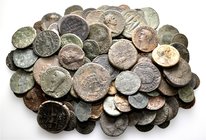 A lot containing 126 bronze coins. Includes: Celtic, Roman Imperial and Byzantine. Fine to very fine. LOT SOLD AS IS, NO RETURNS. 126 coins in lot.