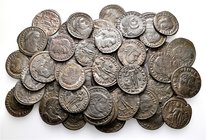 A lot containing 50 bronze coins. All: Roman Imperial Folles. Very fine to extremely fine. LOT SOLD AS IS, NO RETURNS. 50 coins in lot.