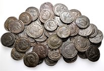 A lot containing 50 bronze coins. All: Roman Imperial Folles. Very fine to good very fine. LOT SOLD AS IS, NO RETURNS. 50 coins in lot.