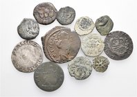 A lot containing 1 silver and 11 bronze coins. Includes: Judaea, Byzantine and Modern. Fair to about very fine. LOT SOLD AS IS, NO RETURNS. 12 coins i...