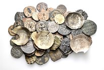 A lot containing 6 gold/electrum coins (1 plated), 7 silver and 49 bronze coins. Includes: Byzantine, Arab-Byzantine, Islamic and early Medieval. Fine...