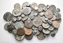 A lot containing 30 silver, 50 bronze coins and 2 lead seals. Includes: Greek, Roman Provincial, Roman Imperial and Byzantine. Fine to very fine. LOT ...