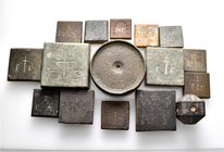 A lot containing 16 bronze weights. All: Byzantine and Islamic. Good fine to good very fine. LOT SOLD AS IS, NO RETURNS. 16 items in lot.