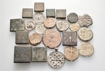 A lot containing 10 bronze weights and 13 lead seals. Includes: Byzantine and early Medieval. About very fine to very fine. LOT SOLD AS IS, NO RETURNS...