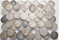 A lot containing 56 silver coins. All: Islamic. Fine to very fine. LOT SOLD AS IS, NO RETURNS. 56 coins in lot.