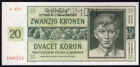 Bohemia & Moravia 20 Korun 1944

P# 9s; # 43 H 160234; UNC