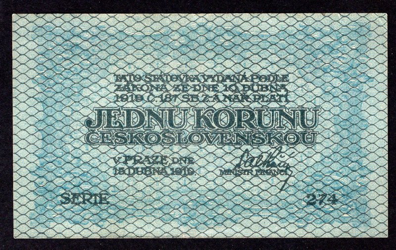 Czechoslovakia 1 Koruna 1919

P# 6a; VF