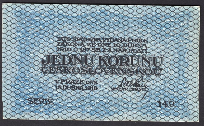 Czechoslovakia 1 Koruna 1919

P# 6a; # 149; AUNC