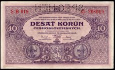 Czechoslovakia 10 Korun 1927 Specimen on Obverse

P# 20s; # B 019 268019