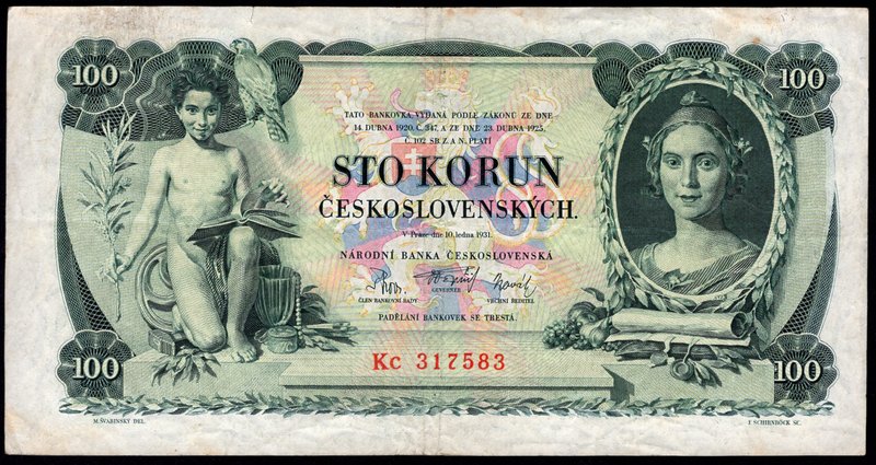 Czechoslovakia 100 Korun 1931

P# 23a; # Kc 317583
