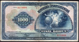 Czechoslovakia 1000 Korun 1932 Specimen Rare

P# 13s1; # A 0153094
