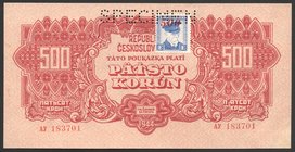 Czechoslovakia 500 Korun 1944 Specimen

P# 55s; UNC-; Stamp