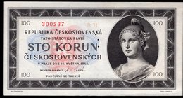 Czechoslovakia 100 Korun 1945 Specimen

P# 67s; # B 31 300237