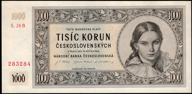 Czechoslovakia 1000 Korun 1945 Specimen

P# 74s; Specimen; UNC