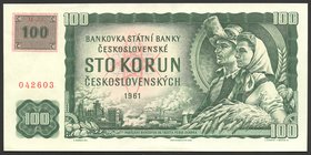 Czechoslovakia 100 Korun 1961 -1993

P# 91c; № 042603; UNC; Stamp