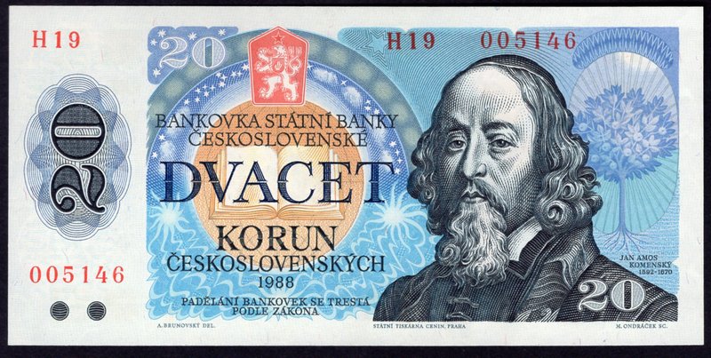Czechoslovakia 20 Korun 1988

P# 95; # H 19 005146; UNC