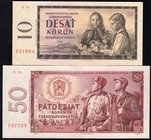 Czechoslovakia Lot of 2 Banknotes

10 Korun 1960 & 50 Korun 1964