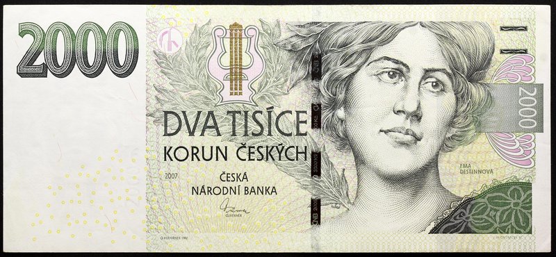 Czech Republic 2000 Korun 2007 Series "D" Very Rare

P# 26; # D 01 009673