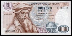 Belgium 1000 Francs 1965 RARE

P# 136; № 225078107; aUNC; "Mercator"; RARE!