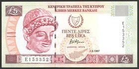 Cyprus 5 Lira 1997

P# 58; № E 153352; UNC; W/mark Aphrodite