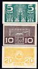 Estonia Lot of 3 Banknotes 1919

5 - 10 - 20 Penni; P# 39a, 40b, 41a; XF-AUNC